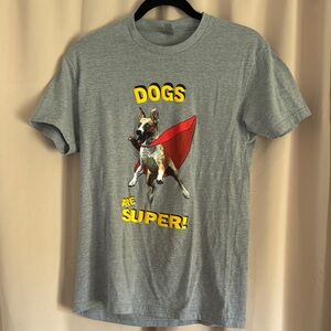 Next Level Apparel Gray and Red Superhero Dog T-Shirt